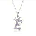 Collier lettre couronne en moissanite en argent S925 plaqué, avec 26 pendentifs lettres entièrement sertis, cadeau idéal pour la rentrée, la remise des diplômes, le quotidien, la Saint-Valentin ou les anniversaires