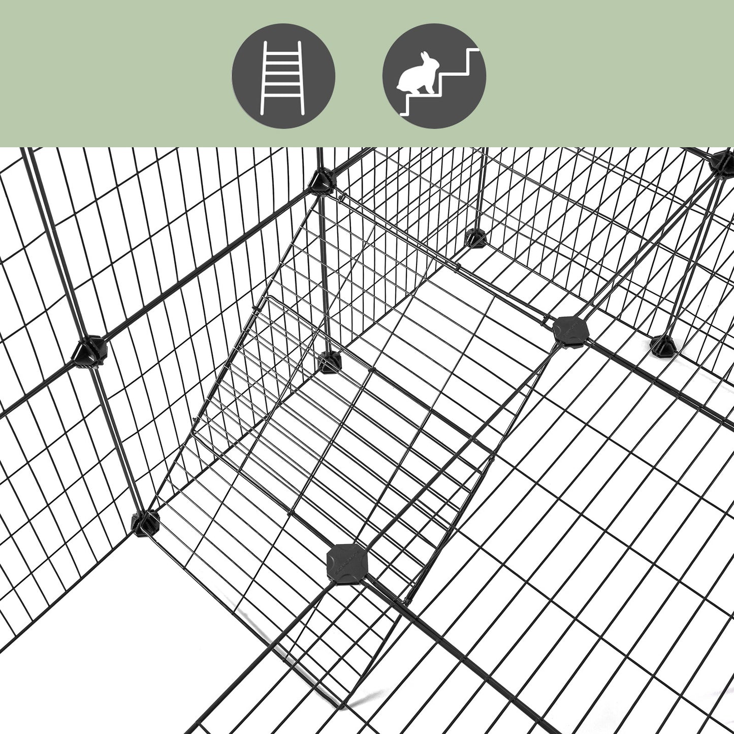 Cage pour Animaux de Compagnie à 2 Étages, à Faire Soi-Même, Clapier, Hamster, Lapin, Grille Métallique, pour l'Intérieur