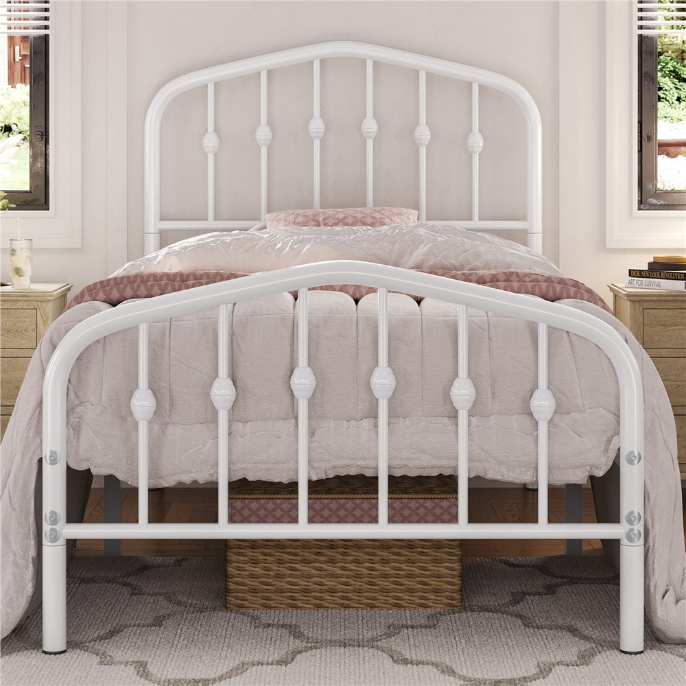 Costoffs Cadre de Lit Double en Métal Moderne - Avec Sommier à Lattes Métalliques - Espace de Rangement Sous-lit - Idéal pour Chambre, Dortoir ou Appoint - Style Industriel Intemporel