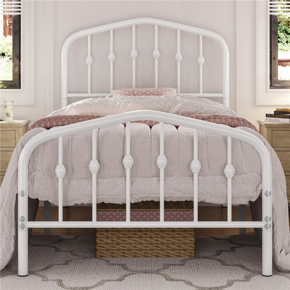 Costoffs Cadre de Lit Double en Métal Moderne - Avec Sommier à Lattes Métalliques - Espace de Rangement Sous-lit - Idéal pour Chambre, Dortoir ou Appoint - Style Industriel Intemporel