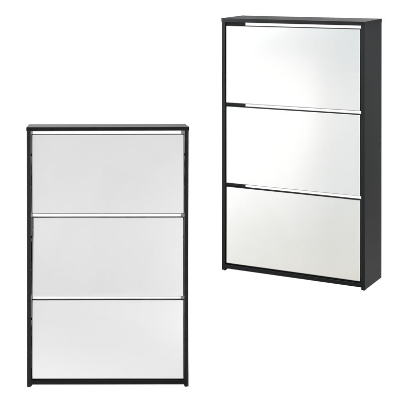 Armoire à chaussures Vogar avec portes miroir de différentes couleurs et tailles