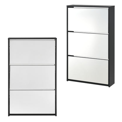 Armoire à chaussures Vogar avec portes miroir de différentes couleurs et tailles