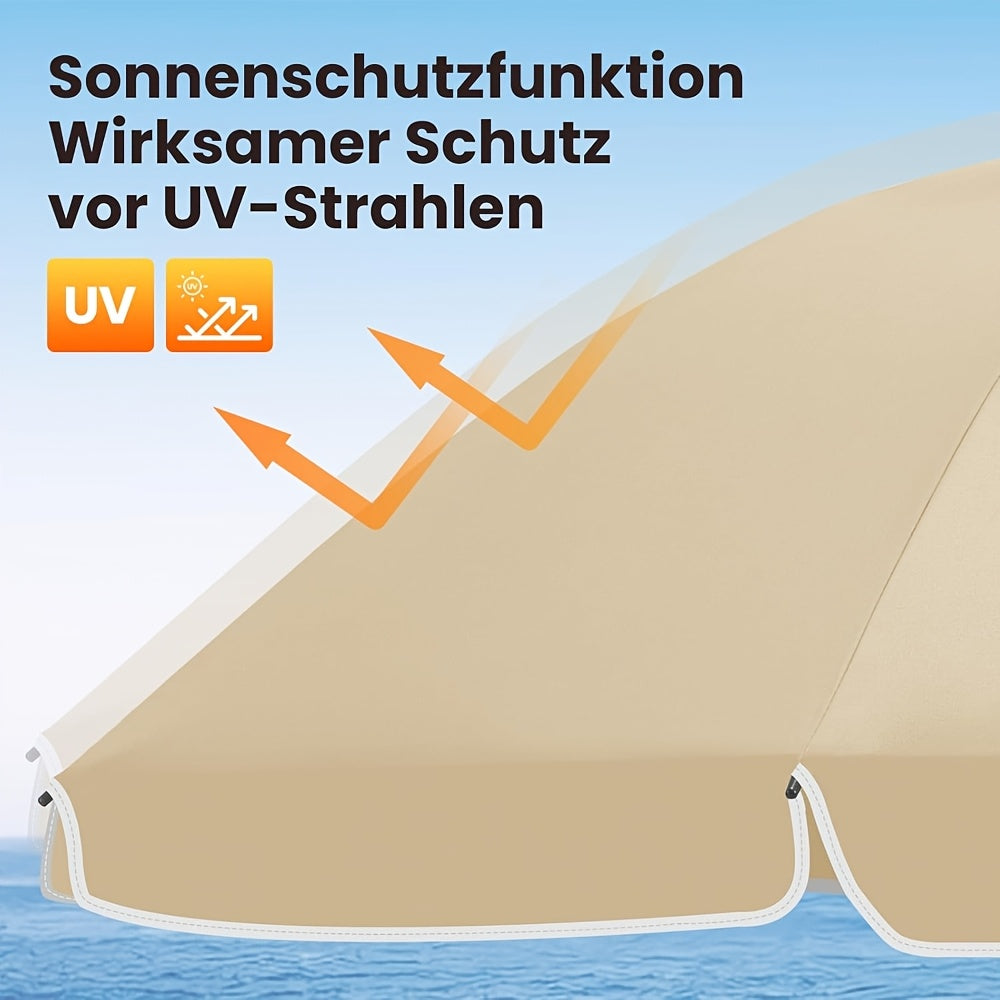 1 parasol de plage, parasol de balcon, protection UV, parasol à 8 baleines, stable, réglable, pliable à 45°, poids 180G/M², bloque efficacement les rayons UV, portable, compagnon idéal pour les voyages de camping et les journées à la plage