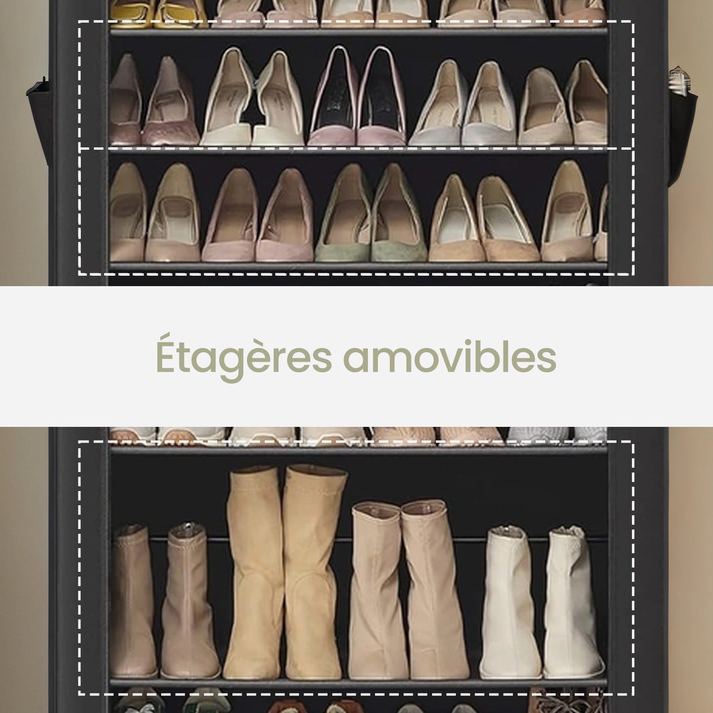Étagère à Chaussures 9 Niveaux, Organisateur de Rangement de Chaussures, Support de rangement pour chaussures, Montage Facile, Armoire de Rangement, avec Couvercle Anti-Poussière, peut Contenir 40 à 50 Paires de Chaussures, Cadeau, Noël