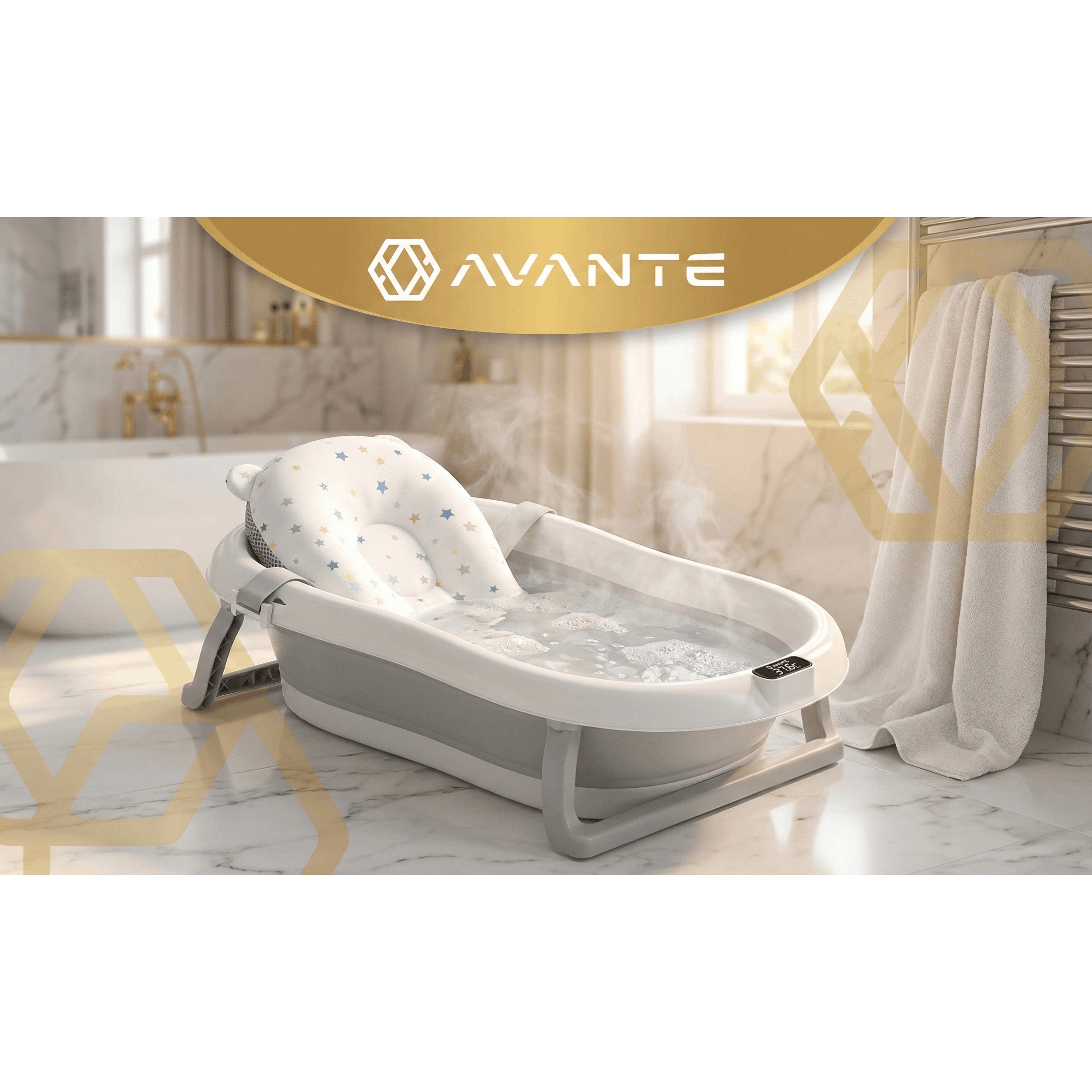 Coussin de Thermomètre Pliable en Silicone, Confort Mobile. Boule Hygiénique Compacte avec Mesure de la Température de l'Eau. Tapis Ergonomique à Profil Doux. Patins Antidérapants Construction Stable. Système de Pliage Rapide, Peu Encombrant, 10 Cm. Suppo