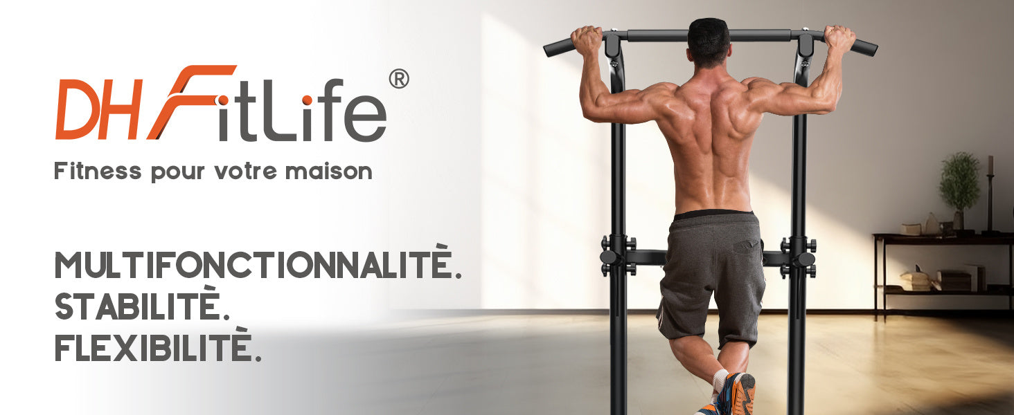 DH FitLife Power Tower Dip Station| Barre de traction autonome | Barre de dips pour le dos | Station de musculation Power Tower | Station de fitness | Rack de puissance pour salle de sport à domicile