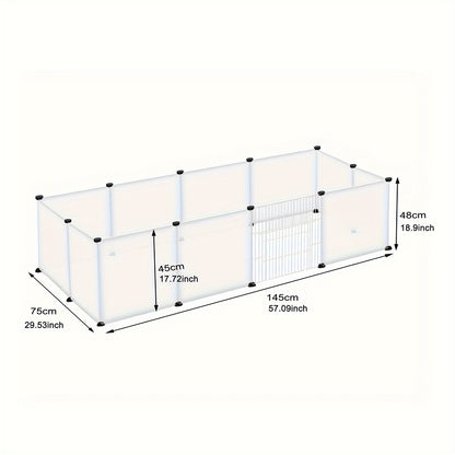 Enclos extérieur pour lapins, enclos intérieur en plastique à monter soi-même, enclos extensible pour petits animaux, cochons d'Inde, hamsters, 145 x 75 x 48 cm, blanc (avec/sans porte)