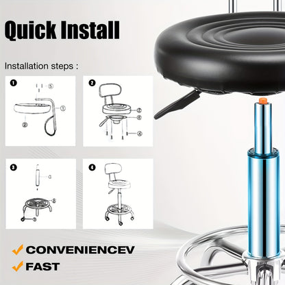 Tabouret de bar pivotant à hauteur réglable avec dossier, chaise métallique roulante hydraulique robuste de 181,44 kg pour cuisine, salon, bureau, massage et clinique