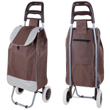 Chariot de courses pliable avec roues, robuste et spacieux, avec poche et poignées, pratique pour transporter des courses lourdes, base stable, grandes roues et poignée durable, en matériau imperméable, facile à nettoyer, poche pour verrouillage ou portef