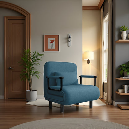 Canapé-lit convertible pliant 5-en-1, fauteuil de détente gigogne réglable peu encombrant avec tissu en lin, fauteuil moderne pour dortoir, studio et coin douillet, noir/fauve/vert olive/jaune citron