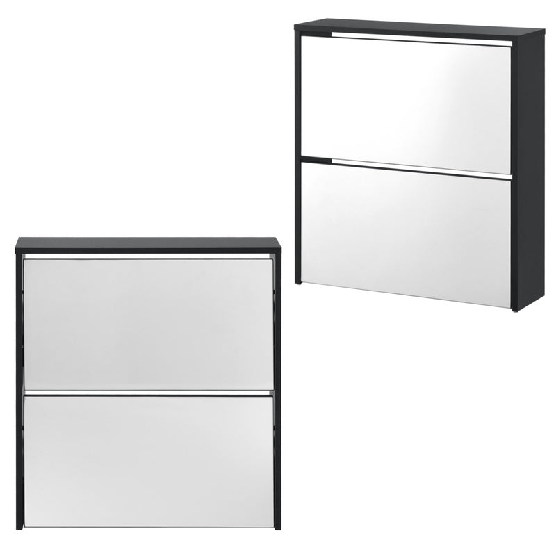 Armoire à chaussures Vogar avec portes miroir de différentes couleurs et tailles