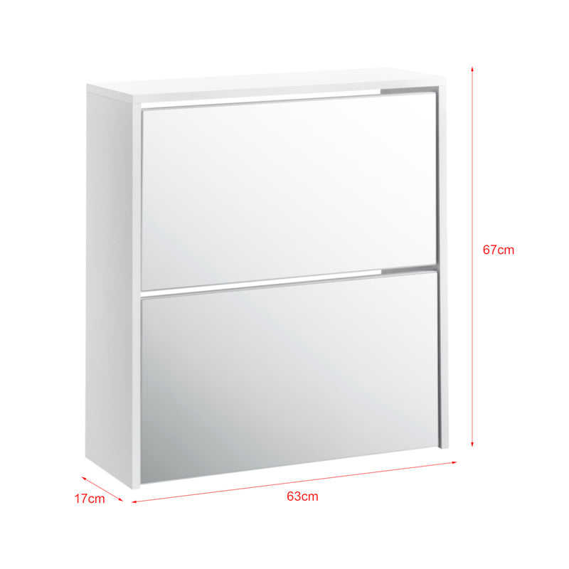 Armoire à chaussures Vogar avec portes miroir de différentes couleurs et tailles