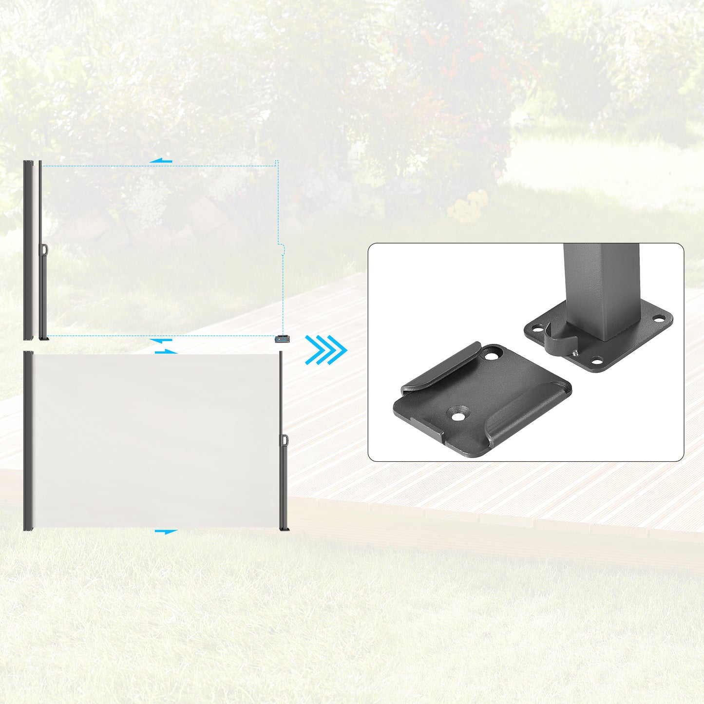 CASARIA® Nosara 180X300Cm Auvent Pare-soleil Rétractable Coupe-vent et Imperméable pour Balcon, Terrasse et Jardin, Anthracite
