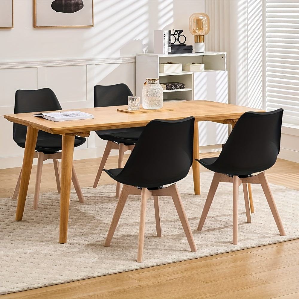 Lot de 4 chaises de salle à manger, chaises de cuisine, chaises de salle à manger modernes, chaises design pour salle à manger, en bois massif et simili cuir, capacité de charge maximale 150 kilogrammes, pour cuisine et salle à manger