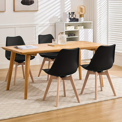 Lot de 4 chaises de salle à manger, chaises de cuisine, chaises de salle à manger modernes, chaises design pour salle à manger, en bois massif et simili cuir, capacité de charge maximale 150 kilogrammes, pour cuisine et salle à manger