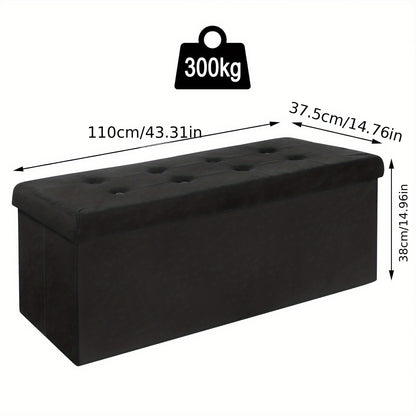Banc Avec Espace de Rangement 110cm, Poitrine Avec Espace de Rangement 118L Pliable, Siège Poitrine Boîte de Rangement Boîte de Rangement Pliable, Lit Banc Chambre, Chargement Jusqu'à 300 Kg