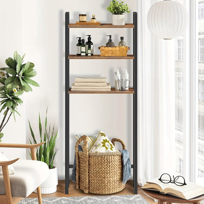Étagère de rangement au-dessus des toilettes, 3 niveaux, marron campagne, taupe, étagères au-dessus des toilettes, étagère de rangement au-dessus des toilettes pour salle de bain peu encombrante, facile à assembler