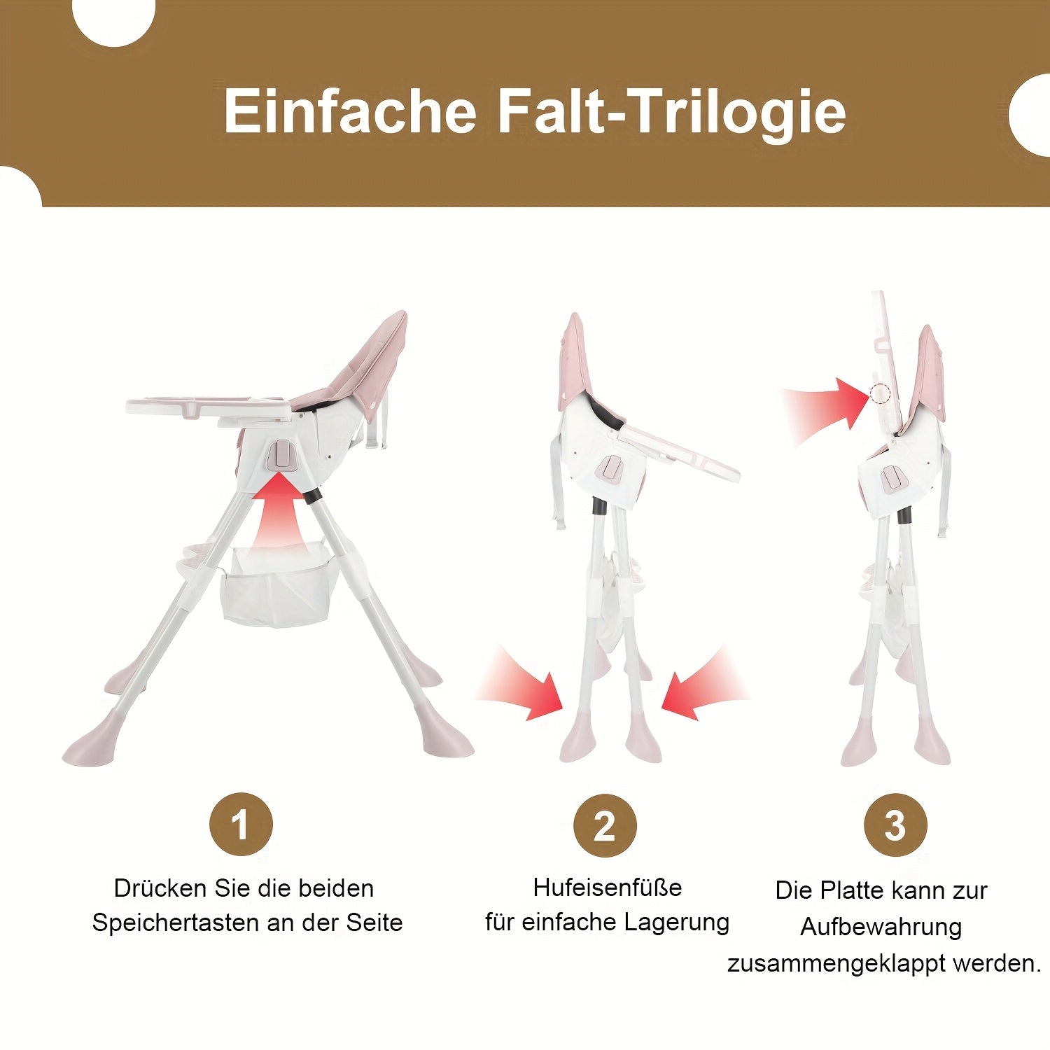 Chaise Haute Bébé 3-en-1 Hauteur Réglable 3 Positions d'Inclinaison Siège à Bascule Convertible Chaise Haute Portable Chaise à Bascule Pliable Chaises de Repas pour Bébé avec Plateau Amovible