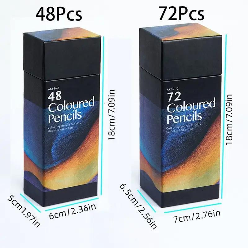 Ensemble de crayons de couleur 48/72, plein de couleurs vibrantes pour les enseignants, crayons de dessin d'art à mine souple pour le coloriage pour adultes, l'esquisse et la peinture, cadeaux de livres pour adultes