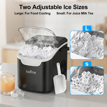 Machine à glaçons compacte en forme de balle avec réservoir d'eau de 0,8L | Produit 8 glaçons en 6 minutes | Deux couleurs disponibles, avec poignée de transport | Capacité de production de glace de 14Kg par 24 heures | Fonction autonettoyante | Idéal pou