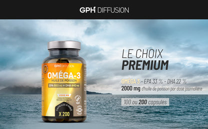 Oméga 3 - Huile de Poissons Sauvages - EPA 660mg / DHA 440mg - capsules - GPH Diffusion