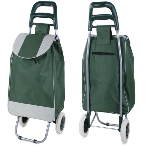 Chariot de courses pliable avec roues, robuste et spacieux, avec poche et poignées, pratique pour transporter des courses lourdes, base stable, grandes roues et poignée durable, en matériau imperméable, facile à nettoyer, poche pour verrouillage ou portef