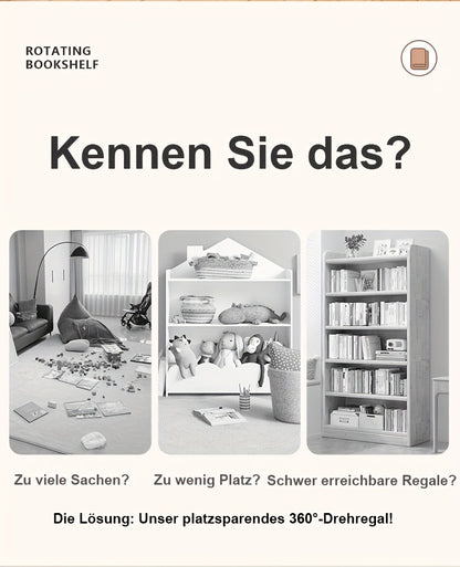 Étagère à livres rotative à 360°, 1 pièce, 3/4/5 niveaux, diamètre 46×H160cm, étagère de rangement peu encombrante pour salon, chambre, bureau, design moderne