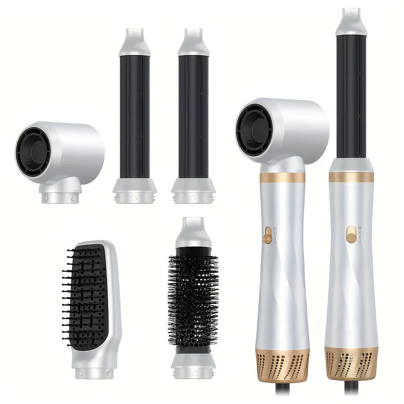 STYLEFI Kit de Coiffure 5-en-1 de Haute Qualité - Inclut Peigne à Air Chaud à Ions Négatifs Haute Vitesse 60 000 tr/min pour Séchage Rapide, Bigoudi à Air Chaud Amovible, Fer à Boucler et Lisseur Magique, Prise UK (220V) avec Fonction d'Arrêt Automatique