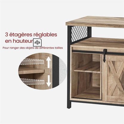 Meuble de Rangement, Buffet Cuisine, Commode, avec 2 Portes Coulissantes, 33 x 100 x 80 cm, Étagères Réglables, pour Salon