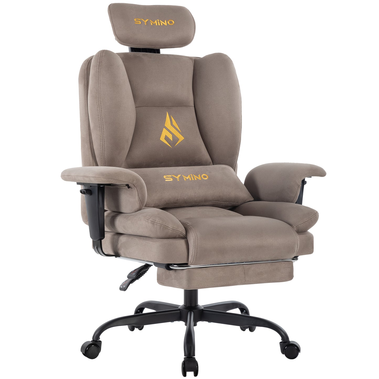 Fauteuil de gaming SYMINO, chaise de bureau ergonomique en cuir PU avec support lombaire - Fauteuil de bureau d'ordinateur inclinable pour adultes, siège de jeu vidéo style course (hauteur et appui-tête réglables)