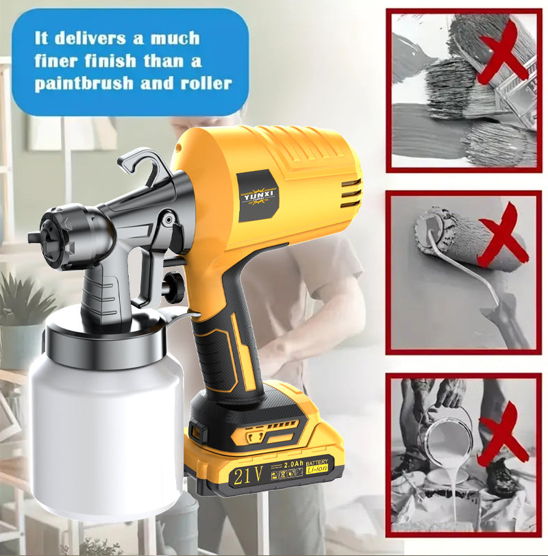 Pistolet à Peinture Électrique Jaune, Très Adapté pour Meubles, Armoires, Clôtures, Murs, Chaises de Jardin, etc. Facile à Nettoyer, Parfait pour l'Art Mural et la Peinture de Meubles. Design Moderne, Durable et de Longue Durée