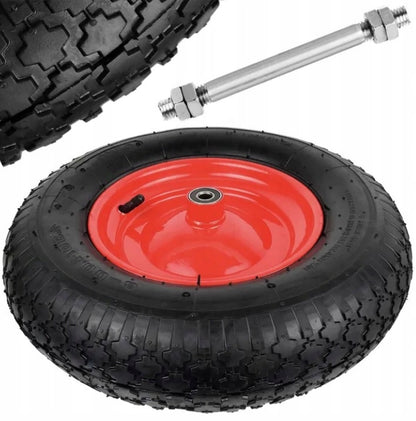 ROUE PIVOTANTE POUR CAMION-POUPEE AVEC ESSOIX, ROBUSTE AVEC CHAMBRE À AIR 4.00-8 4PR