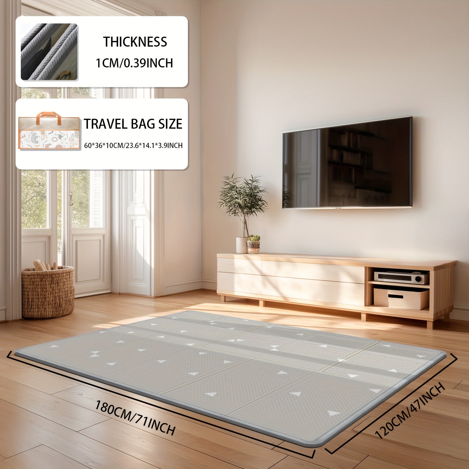 Matelas de Jeu pour Bébé 200,66x180,34 cm, Matelas Extra Large Pliable en Mousse XPE Réversible, Tapis de Rampeur Imperméable et Sécurisé pour Bébés et Tout-Petits, Utilisation Intérieure & Extérieure