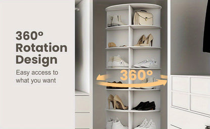 à chaussures rotative 5/6/7 niveaux pour 20/24/28 chaussures, présentoir rotatif à 360°, organisateur Lazy Susan blanc, étagère à chaussures, carrousel de rangement rond vertical pour chapeaux et sacs à main