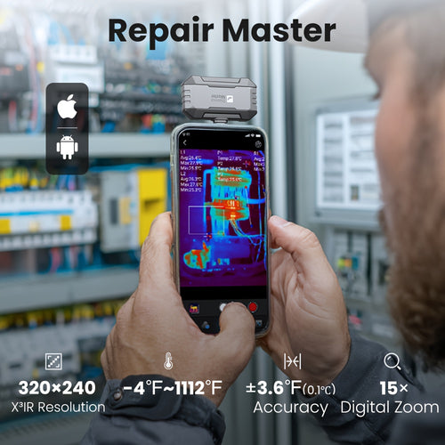 Caméra thermique à infrarouge Thermal Master P1, super résolution 320x340, compatible avec Android et iPhone, plage de haute température 600°C, fréquence d'images 25Hz, idéale pour les inspections résidentielles et la détection de fuites de tuyaux