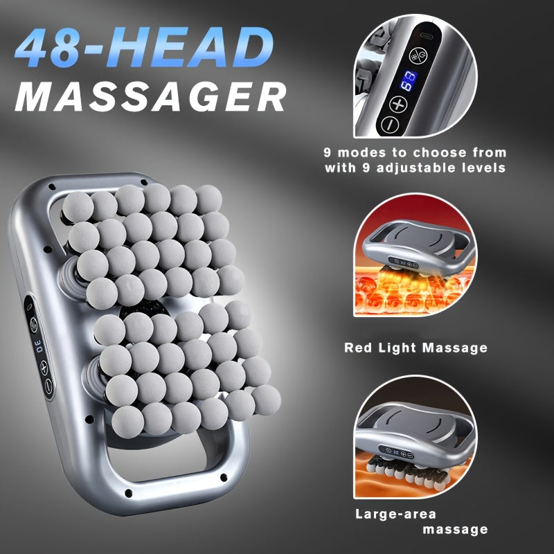 Masseur multifonctionnel à 48 têtes, masseur électrique corporel, détend les muscles, impact profond, 9 vitesses et modes, convient pour le cou, le dos, les jambes, les épaules, pistolet de massage musculaire, convient pour le fitness à domicile, le sport