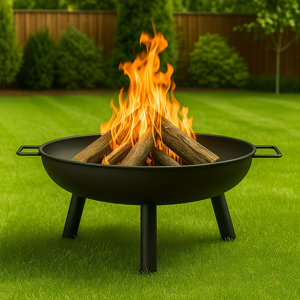 Poêle à foyer extérieur, équipée de 2 poignées et de 3 pieds amovibles, bol à feu et panier à feu, convient pour les patios, balcons, jardins et cours, peut être utilisée en hiver ! Parfaite pour les fêtes, le camping, noire, un incontournable pour les fê