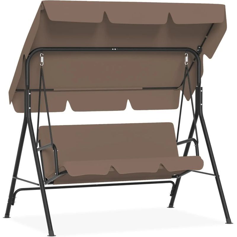Balancelle de jardin à 3 places avec toit ouvrant réglable et coussin de siège et pieds antidérapants, balançoire de jardin jusqu'à 200 kg, fauteuil à bascule