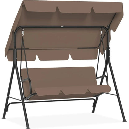 Balancelle de jardin à 3 places avec toit ouvrant réglable et coussin de siège et pieds antidérapants, balançoire de jardin jusqu'à 200 kg, fauteuil à bascule
