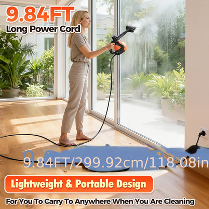 Nettoyeur Vapeur Portable Lubluelu 1200W, Nettoyeur Vapeur avec Plusieurs Accessoires et Verrou de Sécurité, Grande Capacité de 400ml, Vapeur Naturelle pour Nettoyage de Surfaces, Vapeurisateur Polyvalent pour Maison, Voiture, Salle de Bain, Graisse (Oran