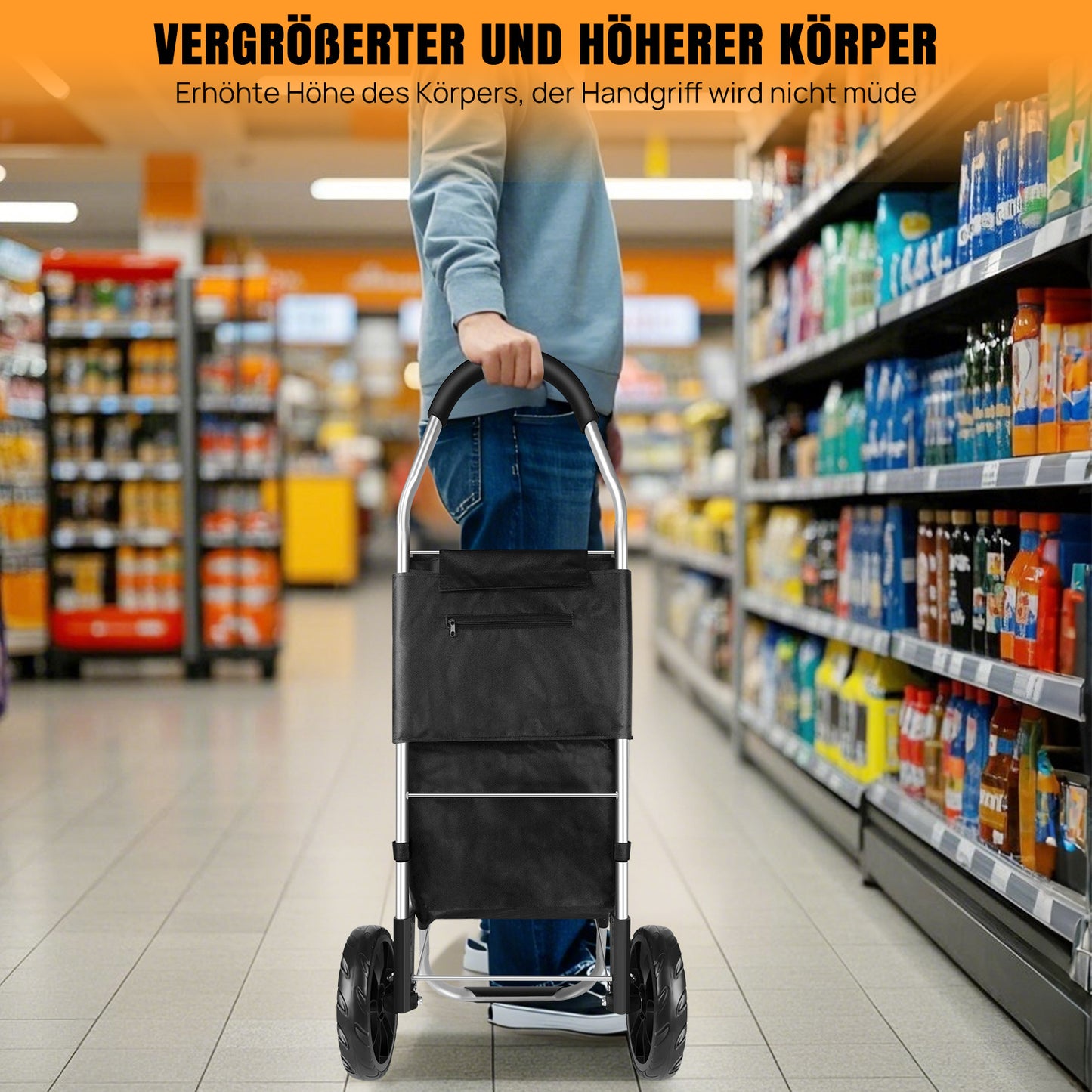 Chariot de courses léger pliable - Chariot d'escalier à 2 roues, grande capacité de 40L, sac amovible et cadre en aluminium durable, chariot d'épicerie pliable pour un rangement facile