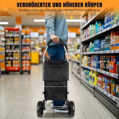 Chariot de courses léger pliable - Chariot d'escalier à 2 roues, grande capacité de 40L, sac amovible et cadre en aluminium durable, chariot d'épicerie pliable pour un rangement facile