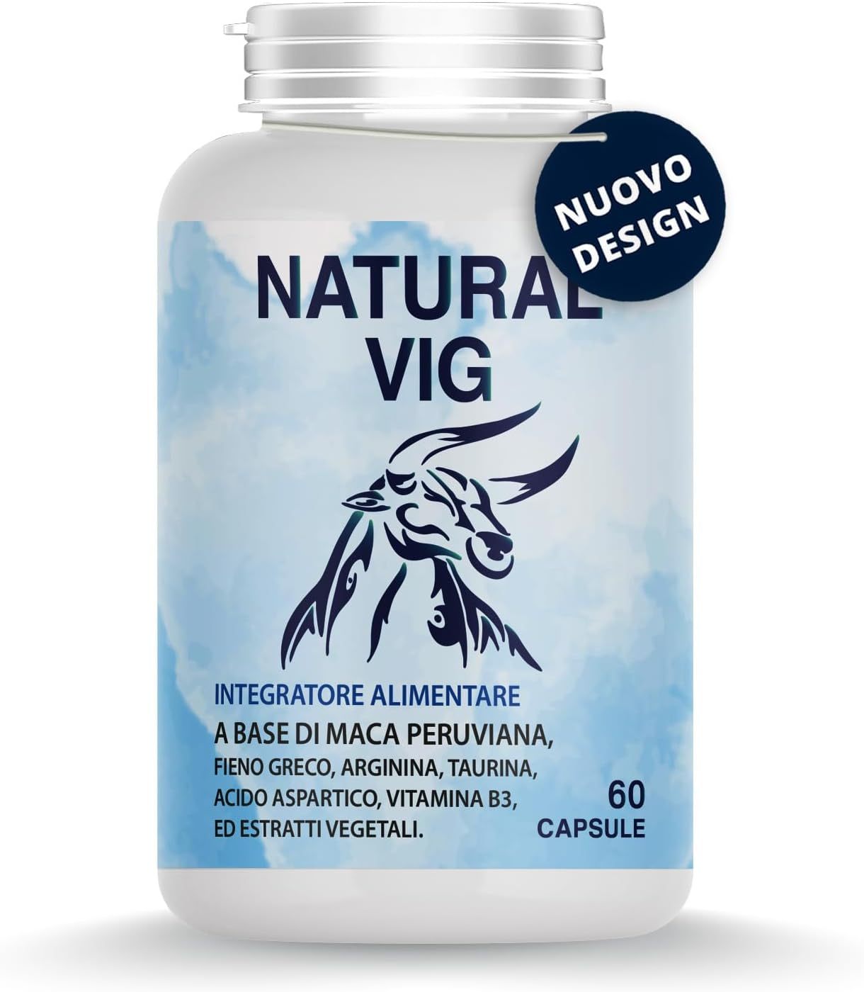 Compléments alimentaires pour hommes avec Maca péruvienne, Ginseng, Muira Puama, Argine, Taurine, Gingembre et Fenugrec – Formule en gélules – Fabriqué en Italie, 60 gélules