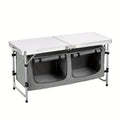 1 table de camping pliante en aluminium léger 56x46x40cm avec sac de transport, portable pour pique-nique, plage, jardin, balcon - blanc et gris - meuble d'extérieur pour randonnée et loisirs