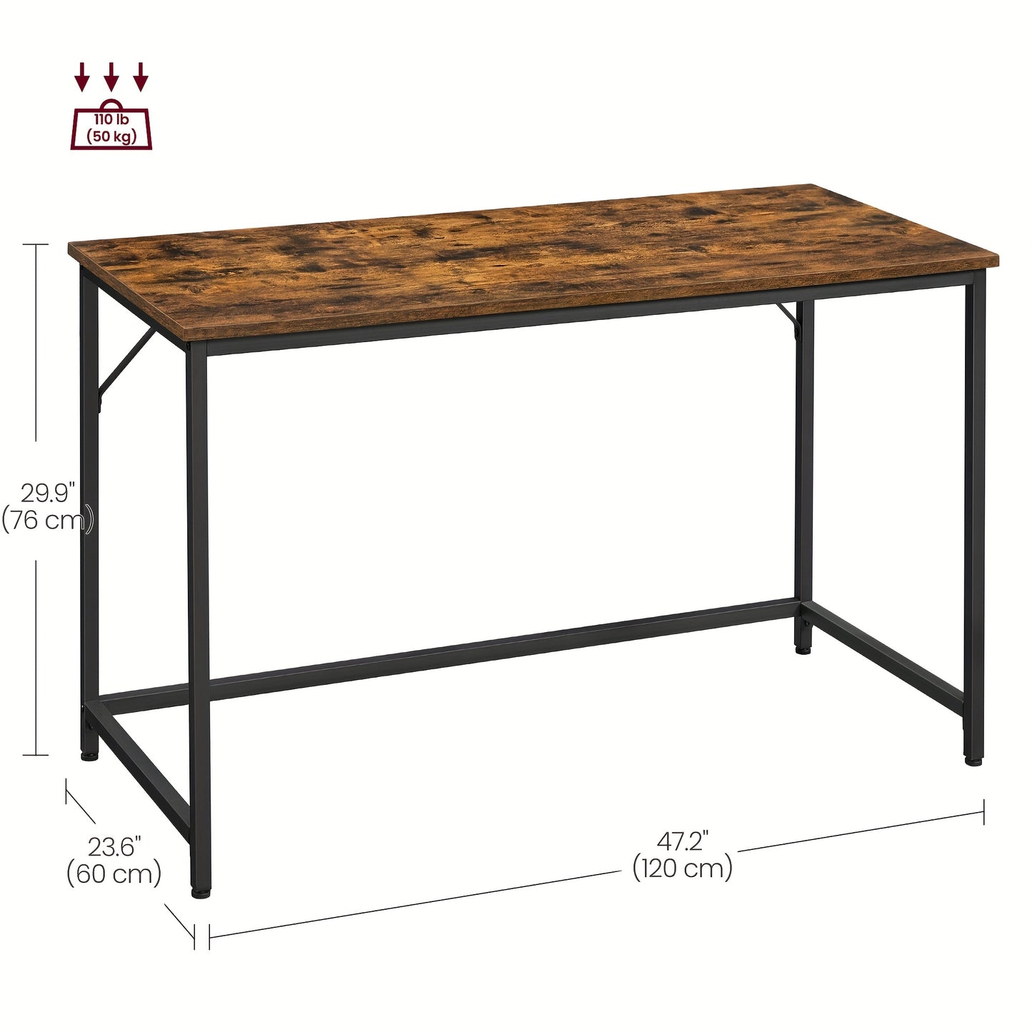 Meuble pour le travail ou l'étude, avec des dimensions de 120 x 60 x 76 cm, adapté à une salle d'étude, chambre ou salon