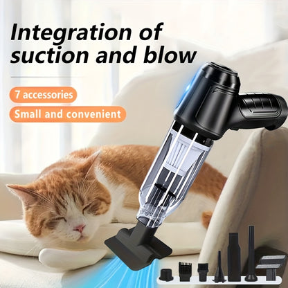 Aspirateur puissant rechargeable USB, aspirateur à main domestique, avec fonctions de soufflage et d'aspiration, mini et portable. Convient pour nettoyer la poussière, les miettes de collation, les cheveux, et applicable aux canapés, tapis, bureaux et esc