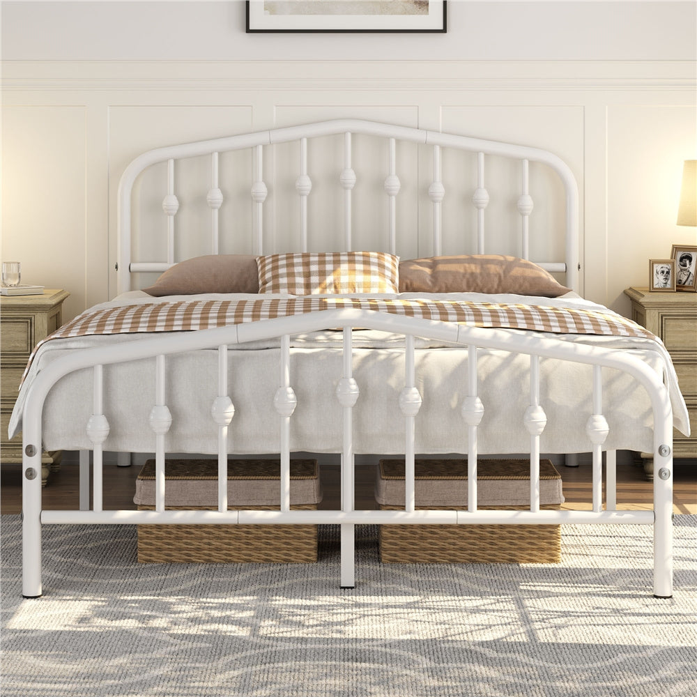 Costoffs Cadre de Lit Double en Métal Moderne - Avec Sommier à Lattes Métalliques - Espace de Rangement Sous-lit - Idéal pour Chambre, Dortoir ou Appoint - Style Industriel Intemporel