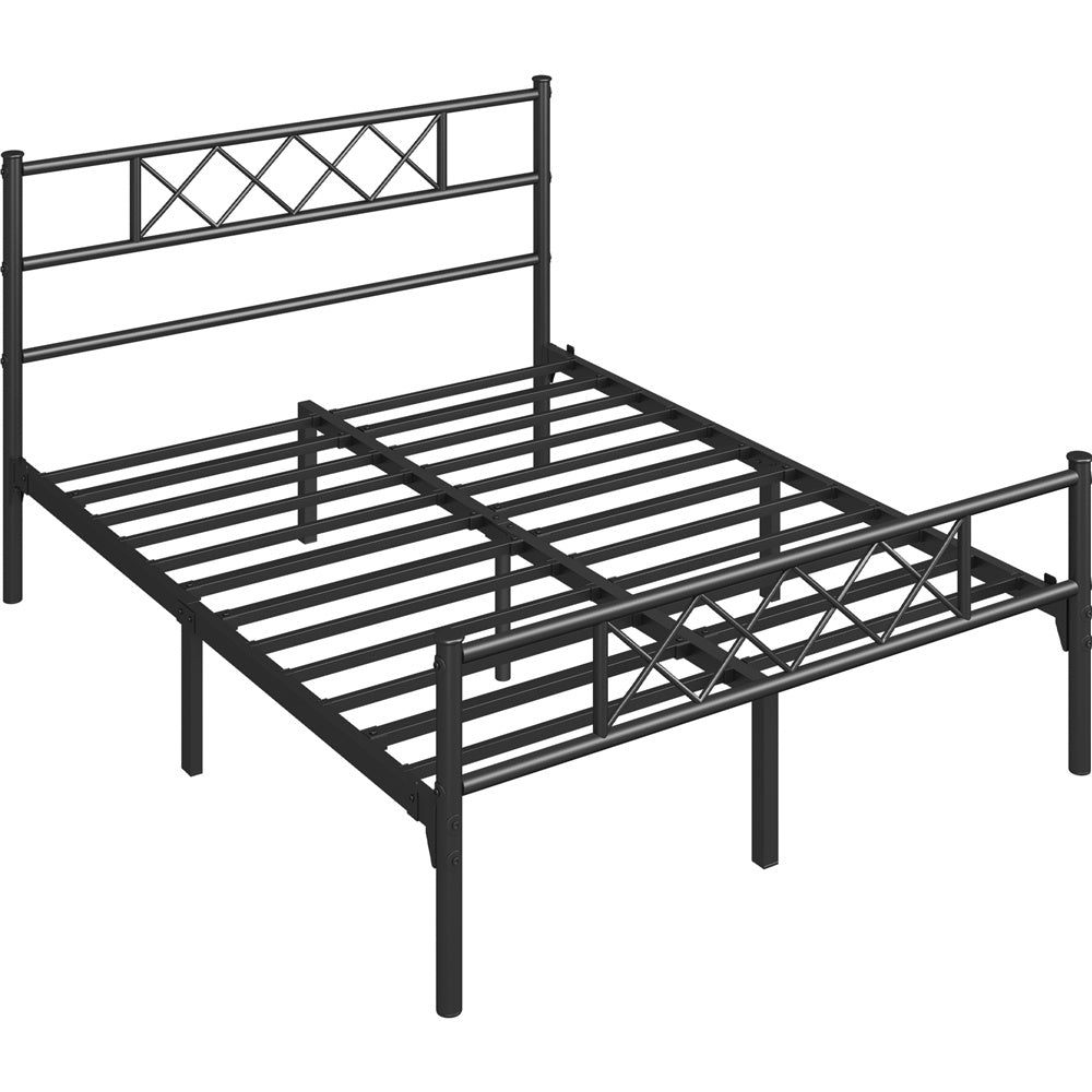 Costoffs Cadre de Lit en Métal Moderne - Structure à 6 Pieds avec Tête de Lit Design en Forme X - Sommier à Lattes Métalliques et Grand Espace de Rangement Sous-lit - Idéal pour Chambre d'Invite, Dortoir ou Appoint - Style Industriel Élégant