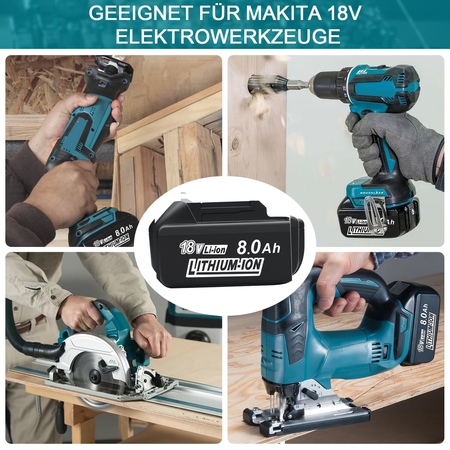 2 PACK Batterie Li-ion 8.0Ah 18V BL1860B Remplacement pour Batterie Makita 18V Compatible avec Batterie Makita 18 Volts BL1860 BL1850B BL1850 BL1840B BL1840 BL1830B BL1830 BL1815 BL1820 BL1820B