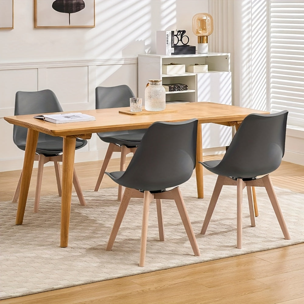 Lot de 4 chaises de salle à manger, chaises de cuisine, chaises de salle à manger modernes, chaises design pour salle à manger, en bois massif et simili cuir, capacité de charge maximale 150 kilogrammes, pour cuisine et salle à manger